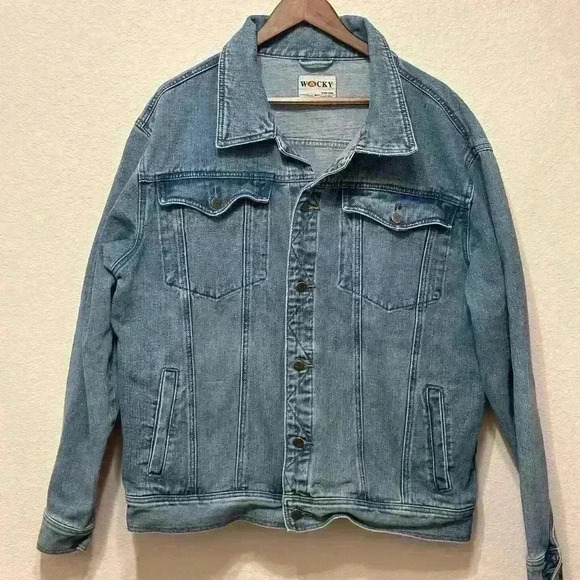Wacky Jeans Wear Big & Tall Mens Denim‎ Jacket 2XL Button Up Trucker Biker Coat - Picture 1 of 11